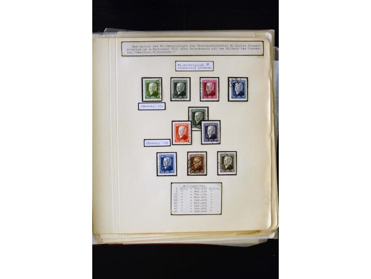 1934/37, very interesting unused and used collection ex Mi.-No. 232-261, containing multiples, plate flaws, perforation and w