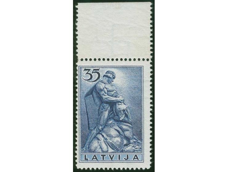 1937, Independence Monuments 35 s. dark blue with upper sheet margin, inverted watermark, unused, scarce, lower half some gum
