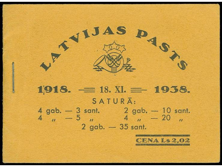 1938, 20th Anniversary of the Republic, booklet with 4 stamps at 3 s., 4 stamps at 5 s., 3 stamps at 10 s., 4 stamps at 20 s.