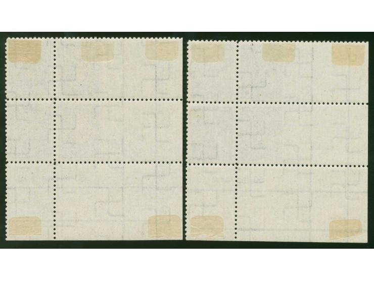 1939, Harvest Festival 10-20 s., blocks of four from the lower left sheet corner, imperforated at left, the upper stamps unus