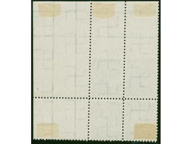 1939, Harvest Festival 10 s. dark green, block of four from the upper right sheet corner, imperforated at top, upper stamps m