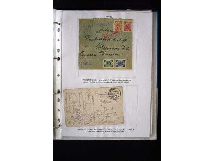 Corps of volunteers: 1918/19, very interesting collection of more than 30 cards and covers including "Baltische Landeswehr" a