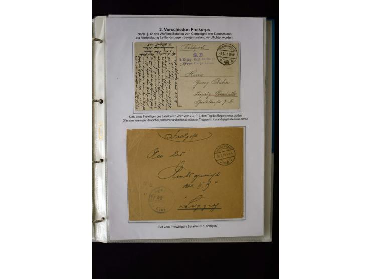 Corps of volunteers: 1918/19, very interesting collection of more than 30 cards and covers including "Baltische Landeswehr" a