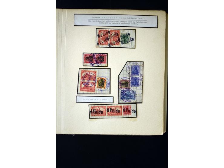 GERMAN FIELD POST ON LATVIAN TERRITORY: 1914/18, interesting collection of Postgebiet Ober-Ost stamps with different field po