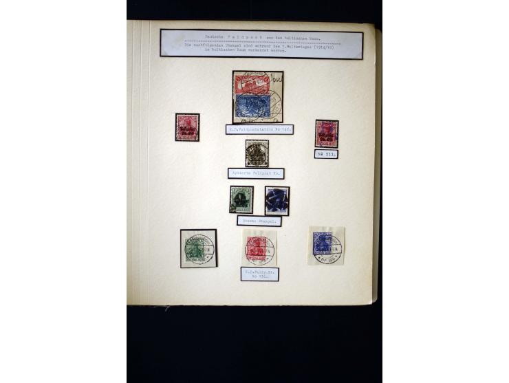 GERMAN FIELD POST ON LATVIAN TERRITORY: 1914/18, interesting collection of Postgebiet Ober-Ost stamps with different field po