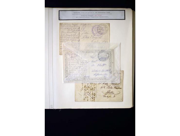 GERMAN FIELD POST ON LATVIAN TERRITORY: 1914/18, interesting collection of Postgebiet Ober-Ost stamps with different field po