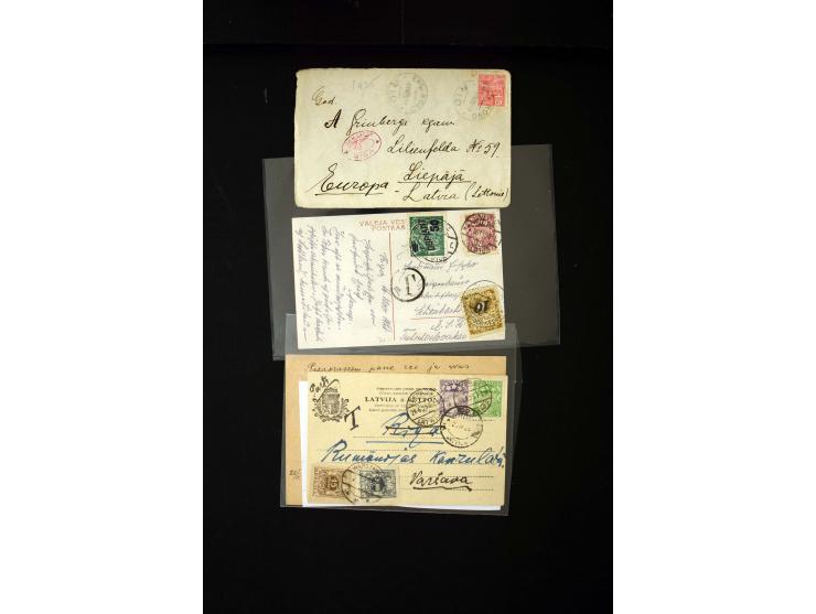 POSTAGE DUE: 1919/38, 45 cards and covers from and to Latvia, fine
