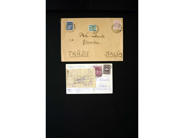 POSTAGE DUE: 1919/38, 45 cards and covers from and to Latvia, fine