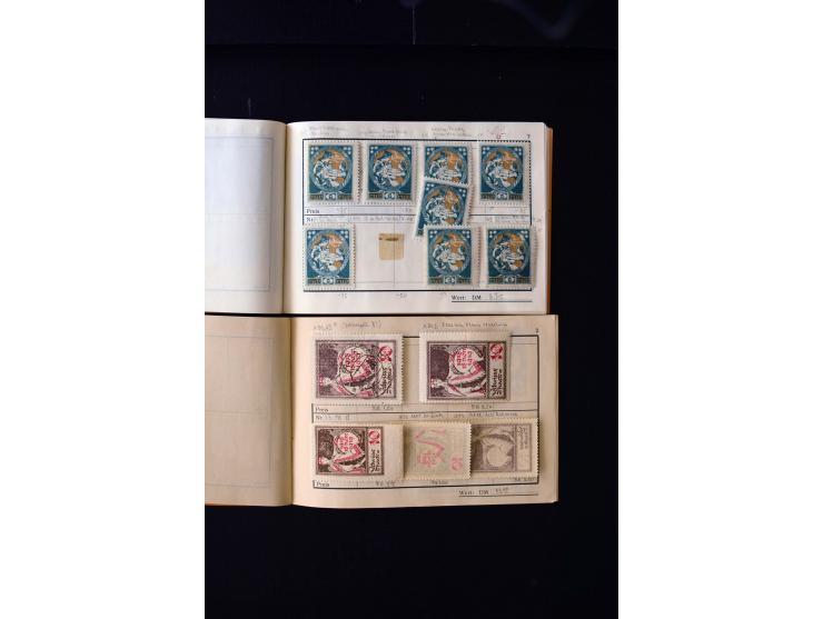 1919/29, unused und used lot with many plate flaws, offsets and perforation varieties, fine