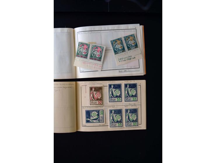 1919/29, unused und used lot with many plate flaws, offsets and perforation varieties, fine