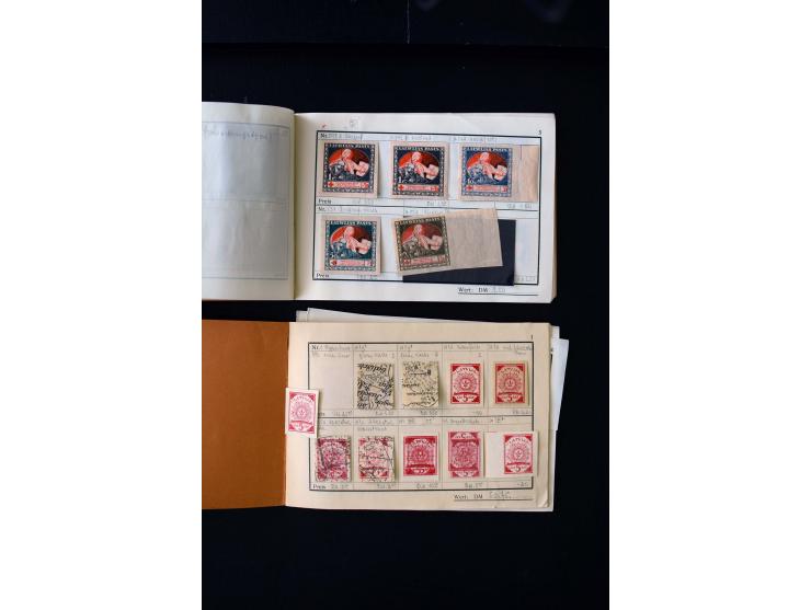 1919/29, unused und used lot with many plate flaws, offsets and perforation varieties, fine