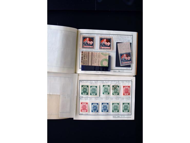 1919/29, unused und used lot with many plate flaws, offsets and perforation varieties, fine