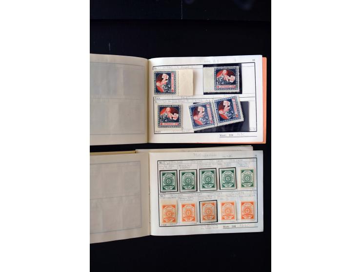 1919/29, unused und used lot with many plate flaws, offsets and perforation varieties, fine