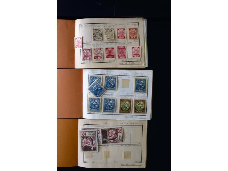 1919/29, unused und used lot with many plate flaws, offsets and perforation varieties, fine