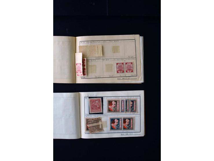 1919/29, unused und used lot with many plate flaws, offsets and perforation varieties, fine