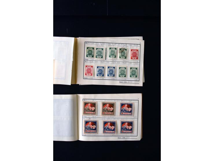 1919/29, unused und used lot with many plate flaws, offsets and perforation varieties, fine