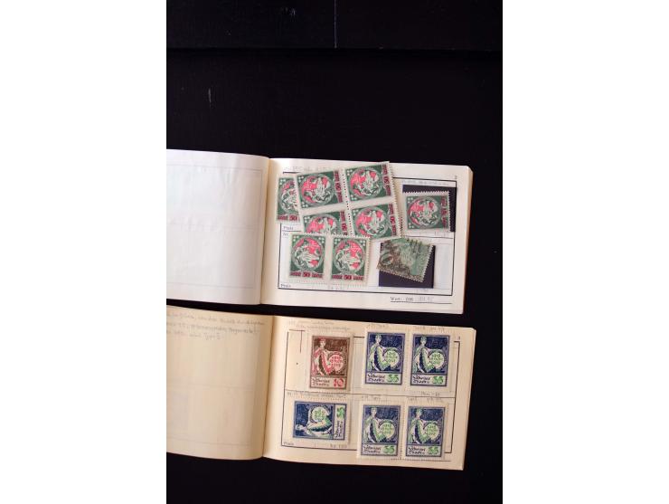 1919/29, unused und used lot with many plate flaws, offsets and perforation varieties, fine