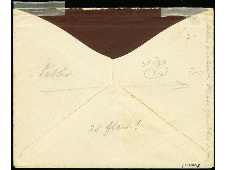 1934, D. Bremen 10.6., Brief von "s'GRAVENHAGE 5.IV" in die USA, leichte Beförderungsspuren und rückseitig fehlt die Verschlu