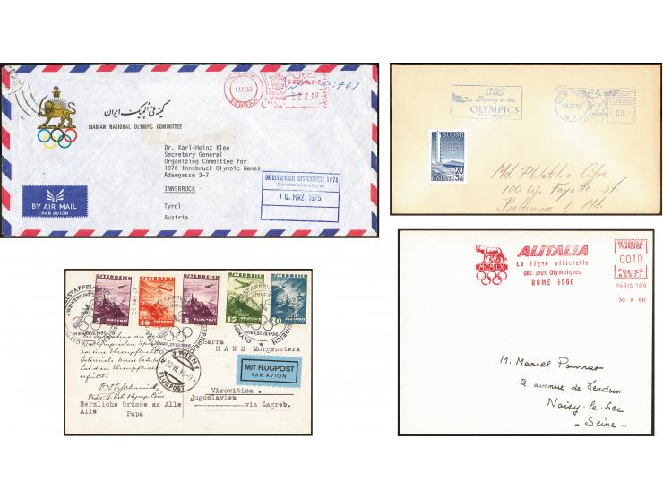 1900/1975 (ca.), "Die Luft über den Olympiastadien", Teil der Ausstellungs-Sammlung mit über 40 Briefen, Karten, Ganzsachen u