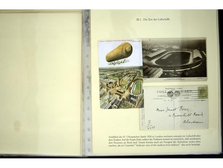 1900/1975 (ca.), "Die Luft über den Olympiastadien", Teil der Ausstellungs-Sammlung mit über 40 Briefen, Karten, Ganzsachen u