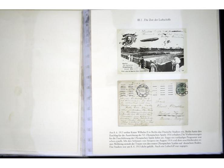 1900/1975 (ca.), "Die Luft über den Olympiastadien", Teil der Ausstellungs-Sammlung mit über 40 Briefen, Karten, Ganzsachen u