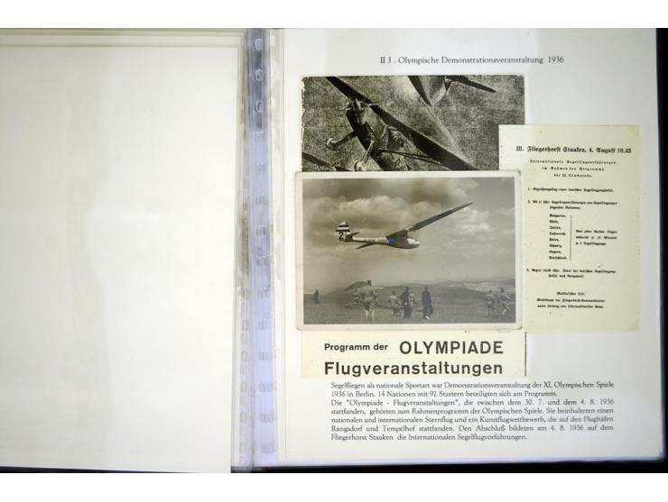1900/1975 (ca.), "Die Luft über den Olympiastadien", Teil der Ausstellungs-Sammlung mit über 40 Briefen, Karten, Ganzsachen u