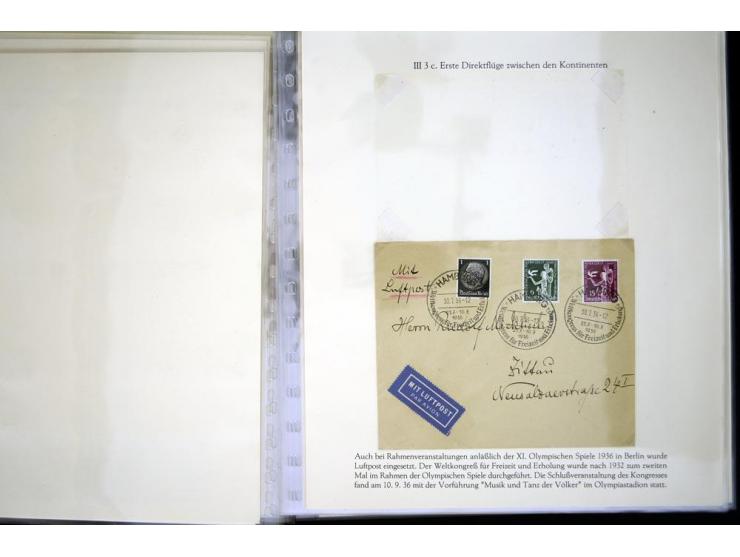 1900/1975 (ca.), "Die Luft über den Olympiastadien", Teil der Ausstellungs-Sammlung mit über 40 Briefen, Karten, Ganzsachen u