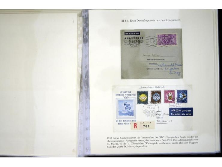 1900/1975 (ca.), "Die Luft über den Olympiastadien", Teil der Ausstellungs-Sammlung mit über 40 Briefen, Karten, Ganzsachen u