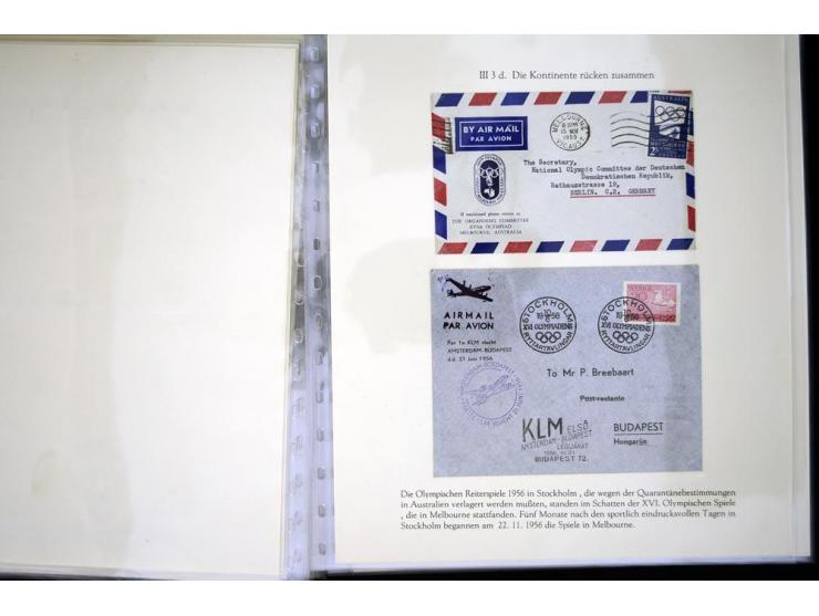 1900/1975 (ca.), "Die Luft über den Olympiastadien", Teil der Ausstellungs-Sammlung mit über 40 Briefen, Karten, Ganzsachen u