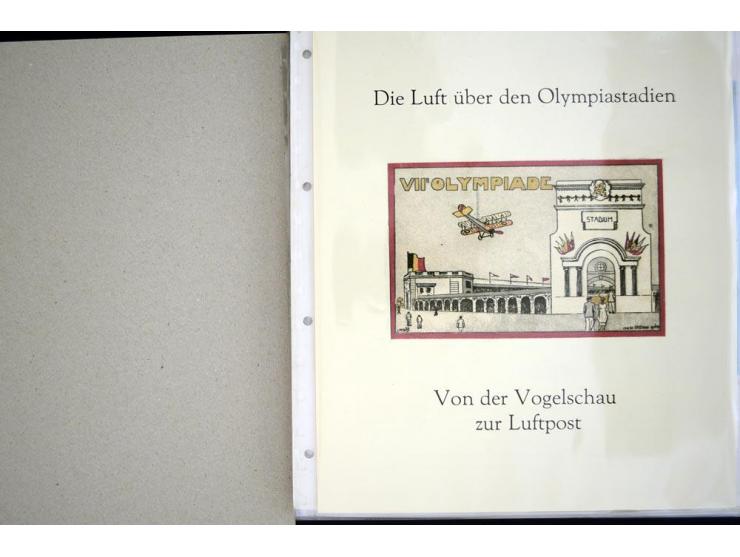 1900/1975 (ca.), "Die Luft über den Olympiastadien", Teil der Ausstellungs-Sammlung mit über 40 Briefen, Karten, Ganzsachen u