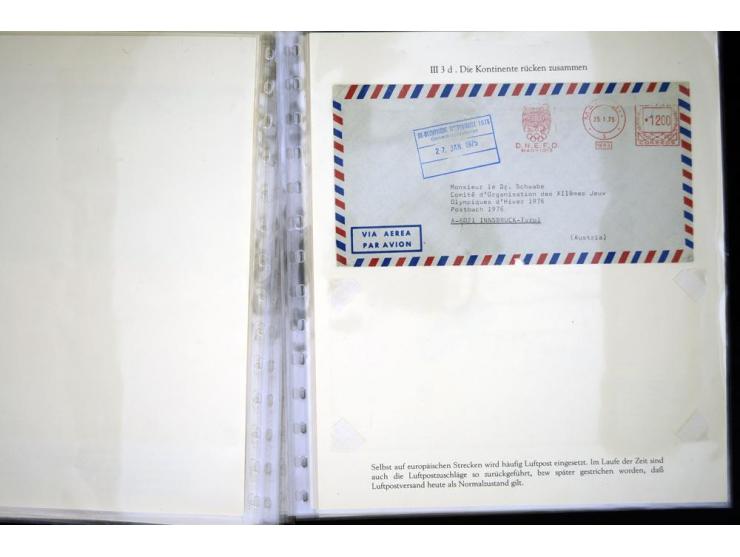 1900/1975 (ca.), "Die Luft über den Olympiastadien", Teil der Ausstellungs-Sammlung mit über 40 Briefen, Karten, Ganzsachen u