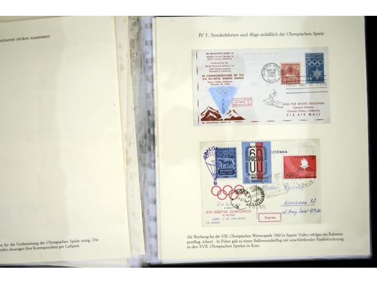 1900/1975 (ca.), "Die Luft über den Olympiastadien", Teil der Ausstellungs-Sammlung mit über 40 Briefen, Karten, Ganzsachen u