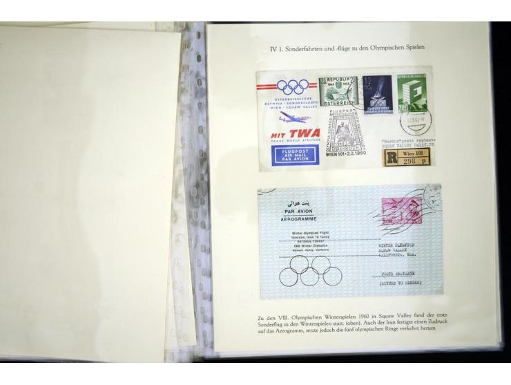 1900/1975 (ca.), "Die Luft über den Olympiastadien", Teil der Ausstellungs-Sammlung mit über 40 Briefen, Karten, Ganzsachen u