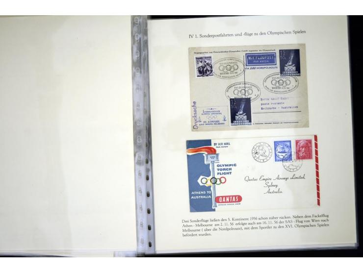 1900/1975 (ca.), "Die Luft über den Olympiastadien", Teil der Ausstellungs-Sammlung mit über 40 Briefen, Karten, Ganzsachen u