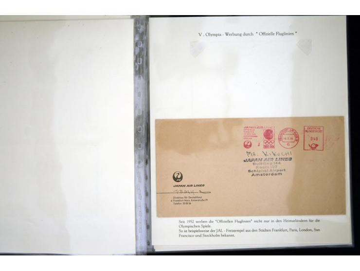 1900/1975 (ca.), "Die Luft über den Olympiastadien", Teil der Ausstellungs-Sammlung mit über 40 Briefen, Karten, Ganzsachen u