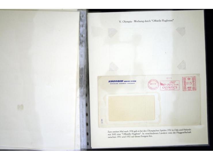 1900/1975 (ca.), "Die Luft über den Olympiastadien", Teil der Ausstellungs-Sammlung mit über 40 Briefen, Karten, Ganzsachen u