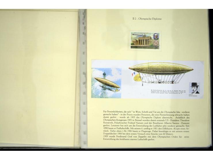 1900/1975 (ca.), "Die Luft über den Olympiastadien", Teil der Ausstellungs-Sammlung mit über 40 Briefen, Karten, Ganzsachen u
