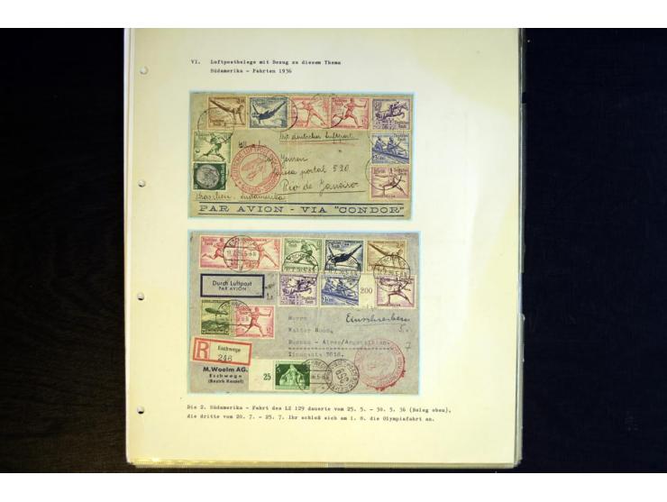 1936, Berlin und Garmisch Partenkirchen, Sammlung "Luftpost während der Olympischen Spiele" mit ca. 40 Briefen, Karten und Ga
