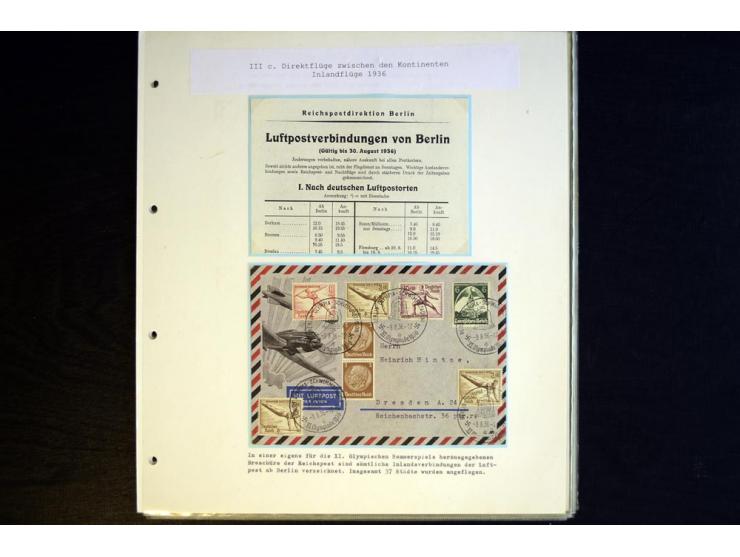 1936, Berlin und Garmisch Partenkirchen, Sammlung "Luftpost während der Olympischen Spiele" mit ca. 40 Briefen, Karten und Ga
