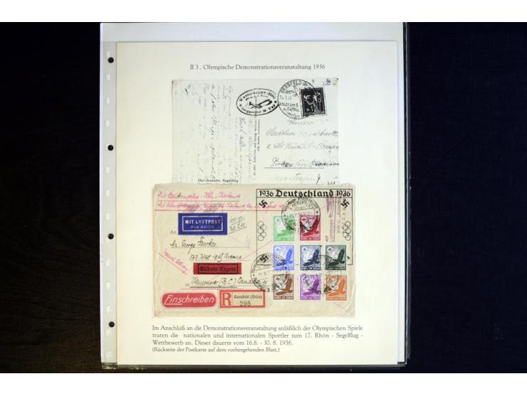 1936, Berlin und Garmisch Partenkirchen, Sammlung "Luftpost während der Olympischen Spiele" mit ca. 40 Briefen, Karten und Ga