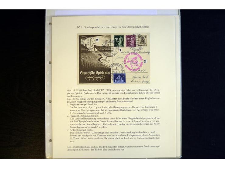 1936, Berlin und Garmisch Partenkirchen, Sammlung "Luftpost während der Olympischen Spiele" mit ca. 40 Briefen, Karten und Ga