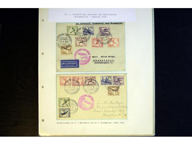 1936, Berlin und Garmisch Partenkirchen, Sammlung "Luftpost während der Olympischen Spiele" mit ca. 40 Briefen, Karten und Ga