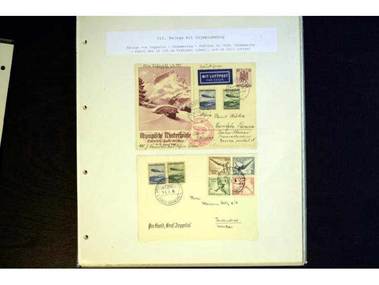 1936, Berlin und Garmisch Partenkirchen, Sammlung "Luftpost während der Olympischen Spiele" mit ca. 40 Briefen, Karten und Ga