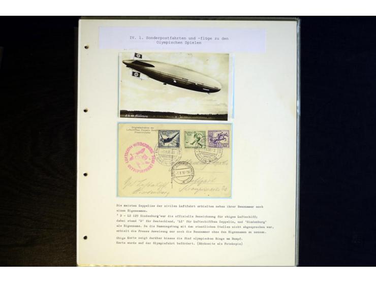 1936, Berlin und Garmisch Partenkirchen, Sammlung "Luftpost während der Olympischen Spiele" mit ca. 40 Briefen, Karten und Ga
