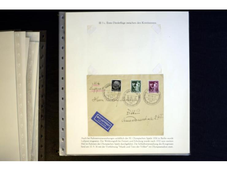 1936, Berlin und Garmisch Partenkirchen, Sammlung "Luftpost während der Olympischen Spiele" mit ca. 40 Briefen, Karten und Ga