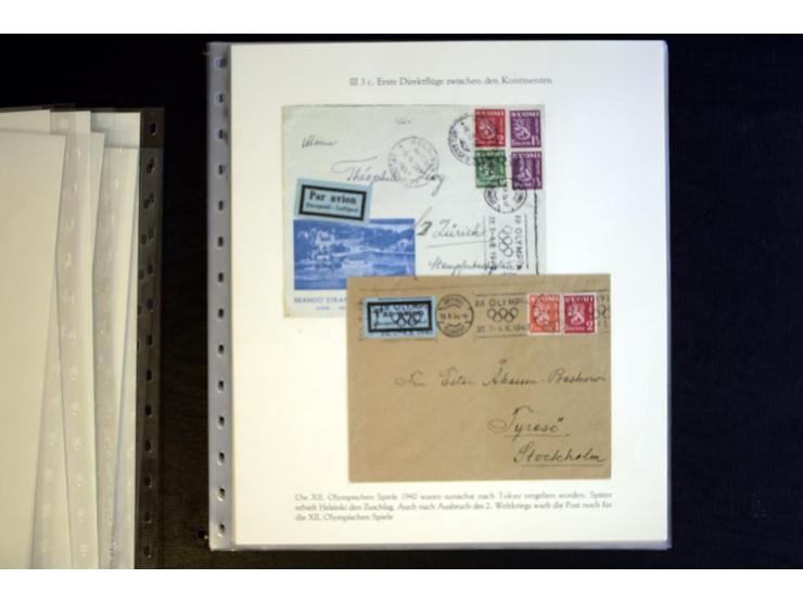 1936, Berlin und Garmisch Partenkirchen, Sammlung "Luftpost während der Olympischen Spiele" mit ca. 40 Briefen, Karten und Ga