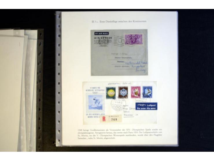 1936, Berlin und Garmisch Partenkirchen, Sammlung "Luftpost während der Olympischen Spiele" mit ca. 40 Briefen, Karten und Ga