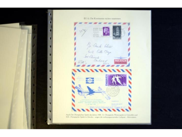 1936, Berlin und Garmisch Partenkirchen, Sammlung "Luftpost während der Olympischen Spiele" mit ca. 40 Briefen, Karten und Ga
