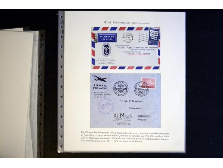1936, Berlin und Garmisch Partenkirchen, Sammlung "Luftpost während der Olympischen Spiele" mit ca. 40 Briefen, Karten und Ga