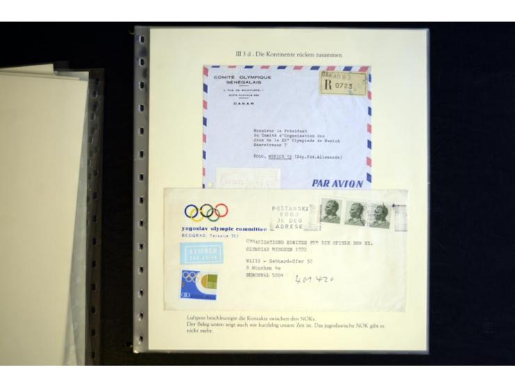 1936, Berlin und Garmisch Partenkirchen, Sammlung "Luftpost während der Olympischen Spiele" mit ca. 40 Briefen, Karten und Ga